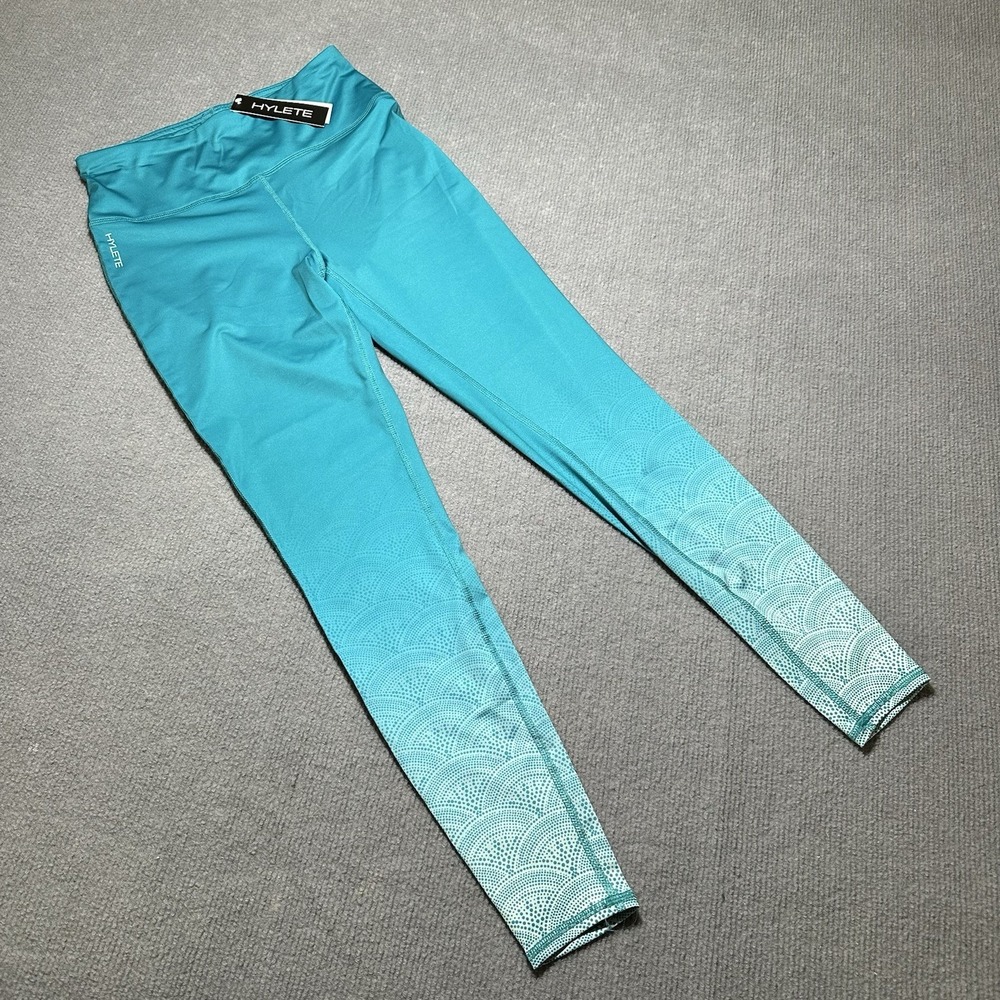 HYLETE Womens Activewear Pants‎ Small Teal Geometric Yoga Leggings New